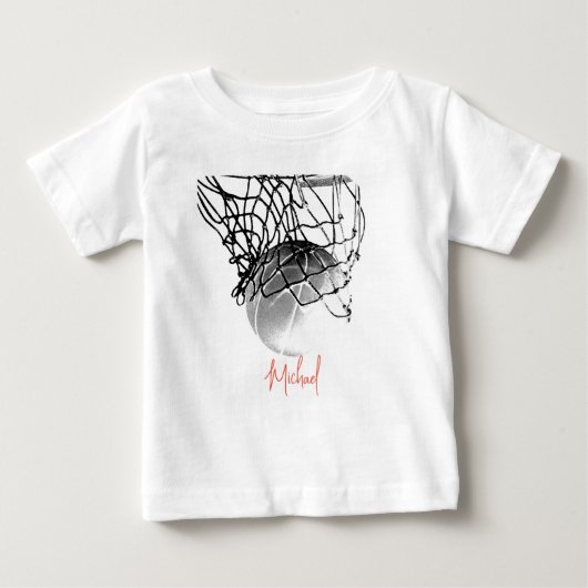 Zwart & Wit Basketbal Bal & Net Je Naam (Voorkant)