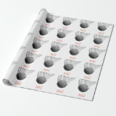 Zwart & Wit Basketbal Bal & Net Je Naam Cadeaupapier (Uitgerold)
