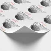 Zwart & Wit Basketbal Bal & Net Je Naam Cadeaupapier (Hoek)