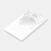 Zwart & Wit Basketbal Bal & Net Je Naam Post-it® Notes (Schuin)