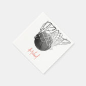 Zwart & Wit Basketbal Bal & Net Je Naam Servet (Hoek)