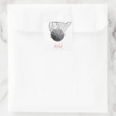 Zwart & Wit Basketbal Bal & Net Je Naam Vierkante Sticker (Tas)
