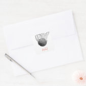 Zwart & Wit Basketbal Bal & Net Je Naam Vierkante Sticker (Envelop)
