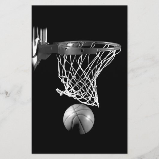 Zwart & Wit Basketbal Briefpapier (Voorkant)