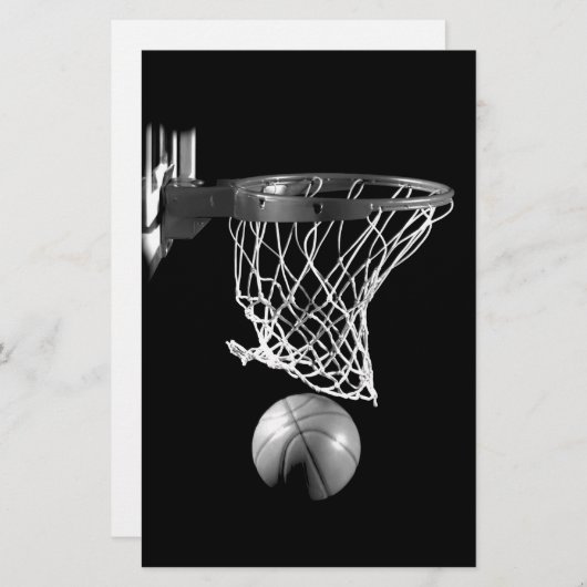 Zwart & Wit Basketbal Briefpapier (Voorkant / Achterkant)