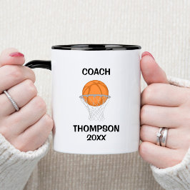 Zwart-wit basketbal coach mok