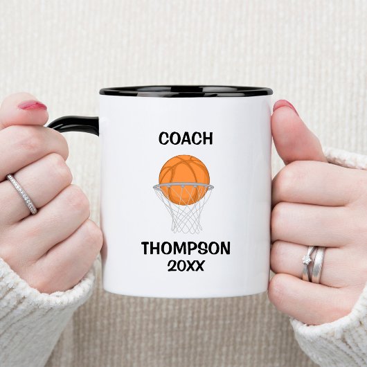 Zwart-wit basketbal coach mok