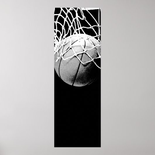 Zwart Wit Basketbal Deur Poster (Voorkant)