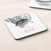 Zwart-wit basketbal en net Jouw naam Bier Onderzetter (Linkerzijde)