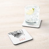 Zwart-wit basketbal en net Jouw naam Bier Onderzetter (Rechterzijde)