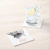 Zwart-wit basketbal en net Jouw naam Kartonnen Onderzetters (Insitu)