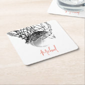 Zwart-wit basketbal en net Jouw naam Kartonnen Onderzetters (Schuin)