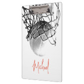 Zwart-wit basketbal en net Jouw naam Klembord (Links)