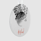 Zwart-wit basketbal en net Jouw naam Ornament (voorkant)
