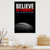 Zwart & Wit Basketbal Geloof in jezelf Poster (Keuken)