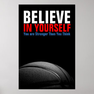 Zwart & Wit Basketbal Geloof in jezelf Poster
