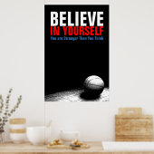 Zwart & Wit Basketbal Geloof in jezelf Poster (Keuken)