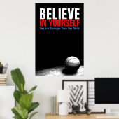 Zwart & Wit Basketbal Geloof in jezelf Poster (Thuiskantoor)