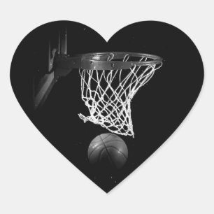 Zwart & Wit Basketbal Hart Sticker