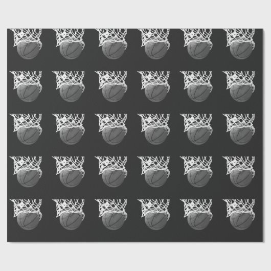 Zwart-wit basketbal inpakpapier (Vlak)