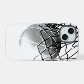 Zwart & Wit Basketbal iPhone 15 Case (Achterkant horizontaal)