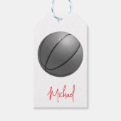 Zwart & Wit Basketbal Jouw naam Custom Cadeaulabel (Voorkant)