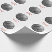 Zwart & Wit Basketbal Jouw naam Custom Cadeaupapier (Hoek)