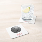 Zwart & Wit Basketbal Jouw naam Custom Kartonnen Onderzetters (Insitu)