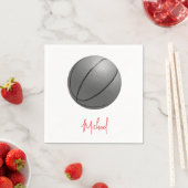 Zwart & Wit Basketbal Jouw naam Custom Servet (Insitu)