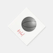 Zwart & Wit Basketbal Jouw naam Custom Servet (Hoek)