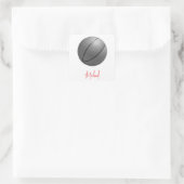 Zwart & Wit Basketbal Jouw naam Custom Vierkante Sticker (Tas)