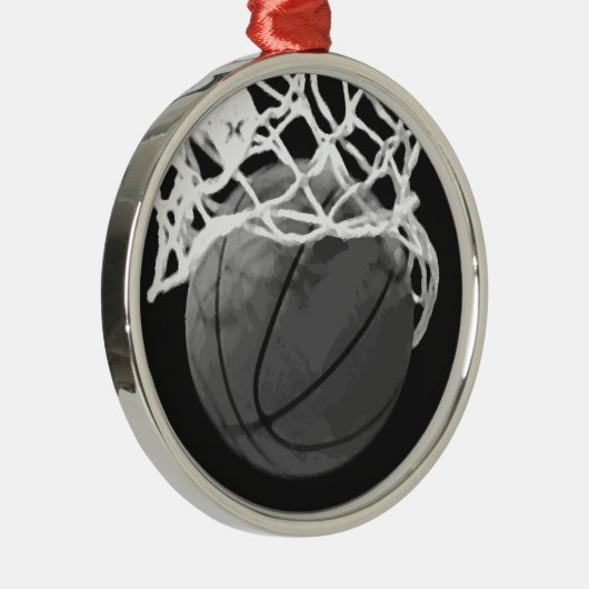 Zwart & Wit Basketbal Kerstmis Ornamenten (Rechts)