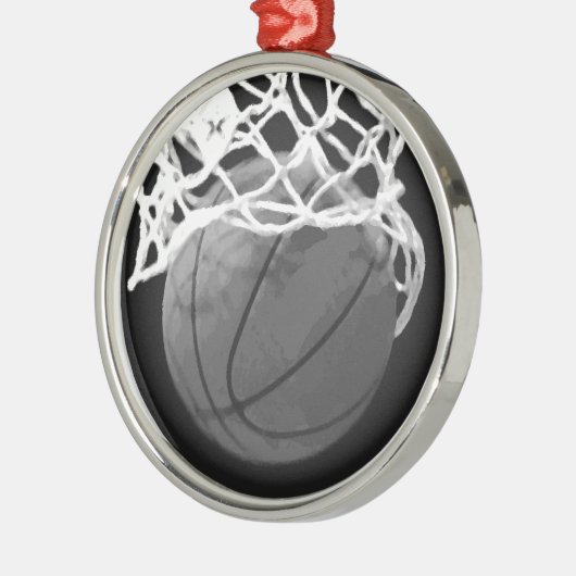 Zwart & Wit Basketbal Kerstmis Ornamenten (Links)