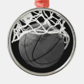 Zwart & Wit Basketbal Kerstmis Ornamenten (Voorkant)