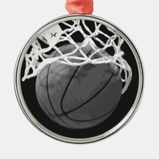 Zwart & Wit Basketbal Kerstmis Ornamenten (Voorkant)