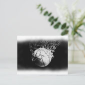 Zwart & Wit Basketbal Kunst Briefkaart (Staand voorkant)