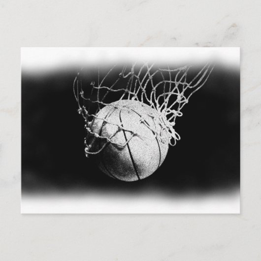 Zwart & Wit Basketbal Kunst Briefkaart (Voorkant)