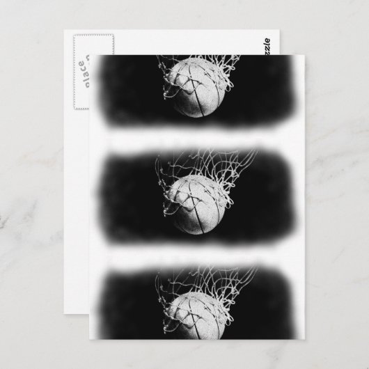 Zwart & Wit Basketbal Kunst Briefkaart (Voorkant / Achterkant)