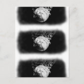 Zwart & Wit Basketbal Kunst Briefkaart (Voorkant)