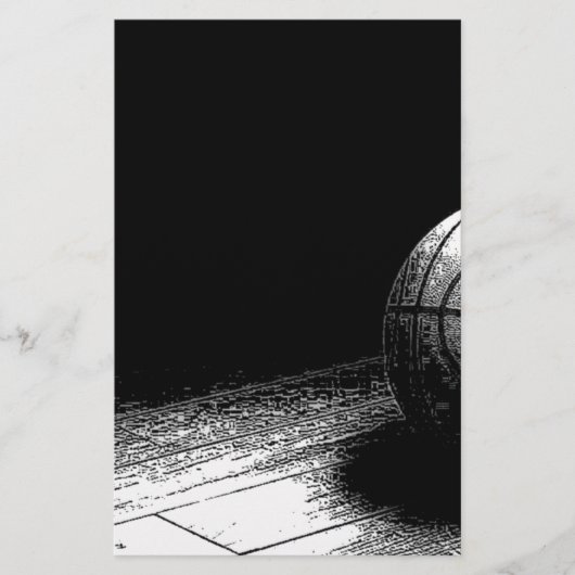 Zwart Wit Basketbal Kunst Briefpapier (Voorkant)