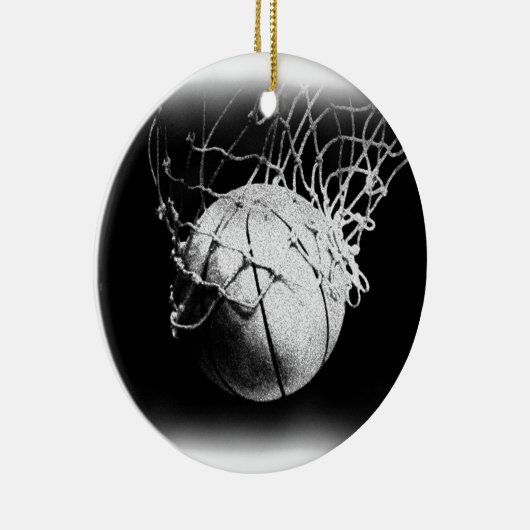 Zwart & Wit Basketbal Kunst Keramisch Ornament (Rechts)