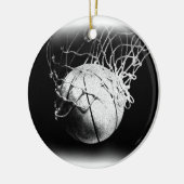 Zwart & Wit Basketbal Kunst Keramisch Ornament (Links)