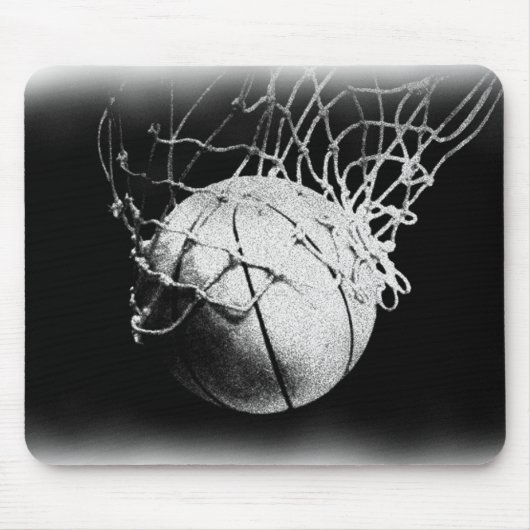 Zwart & Wit Basketbal Kunst Muismat (Voorkant)