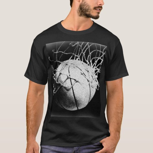 Zwart & Wit Basketbal Kunst T-shirt (Voorkant)