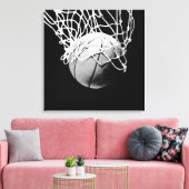 Zwart-wit basketbal kunstwerk canvas afdruk (Insitu (Woonkamer))