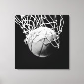 Zwart-wit basketbal kunstwerk canvas afdruk (Voorkant)