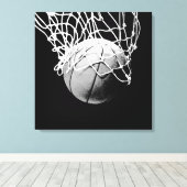 Zwart-wit basketbal kunstwerk canvas afdruk (Insitu (Houten vloer))