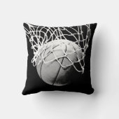 Zwart-wit basketbal kunstwerk kussen (Achterkant)