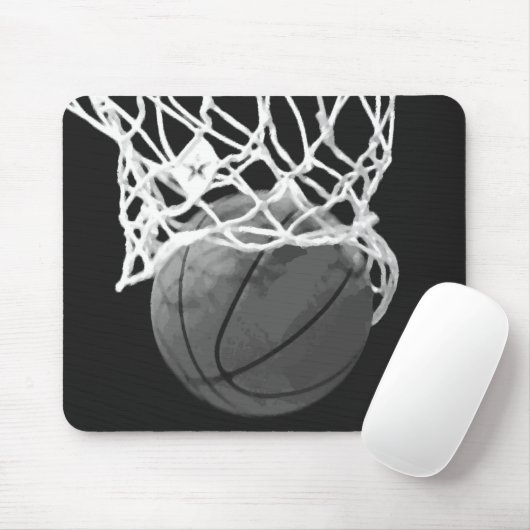 Zwart & Wit Basketbal Mousepad Muismat (Met muis)