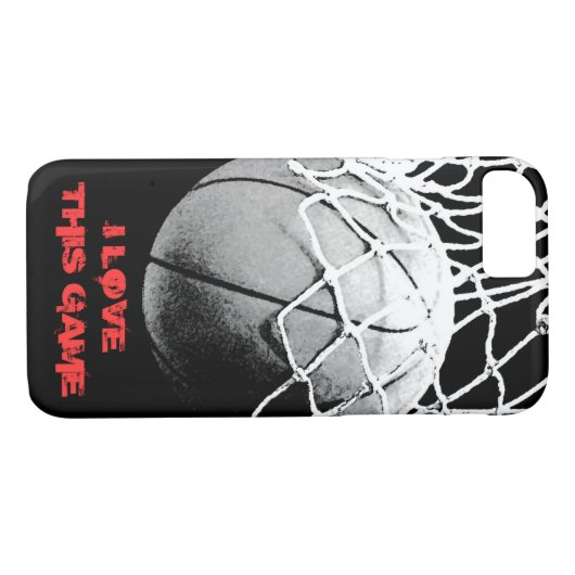 Zwart Wit Basketbal Slogan iPhone 7 Hoesje (Achterkant (Horizontaal))